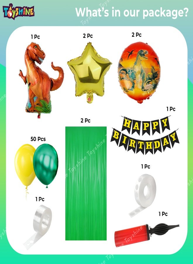 Toyshine Pack of 61 Happy Birthday Dinosaur Party Decoration Foil Balloon Set Combo for Kids Birthday, Chiller Party, Theme Party Decoration Items - Brown - Image 3
